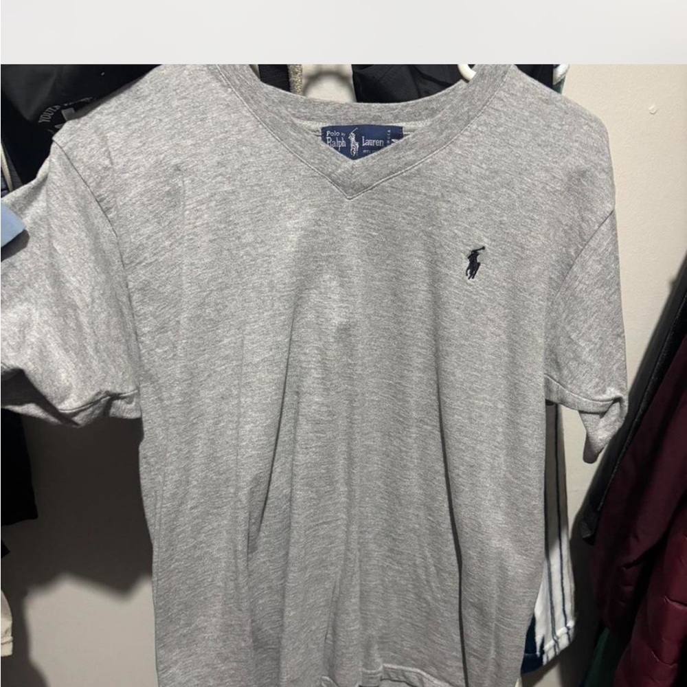 Polo by Ralph Lauren Heather Gray Tee with Navy Label